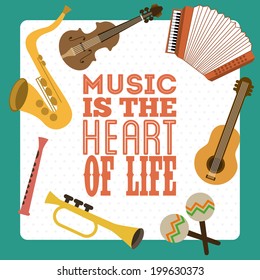 Music design over blue background, vector illustration