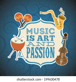 Music design over blue background, vector illustration