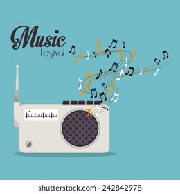 Music design over blue background, vector illustration.