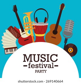 Music design over blue background, vector illustration.