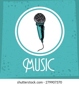 Music  design over blue background, vector illustration