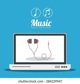 Music design over blue background, vector illustration