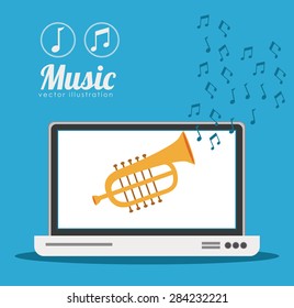 Music design over blue background, vector illustration