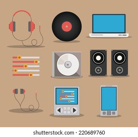 Music design over brown background, vector illustration