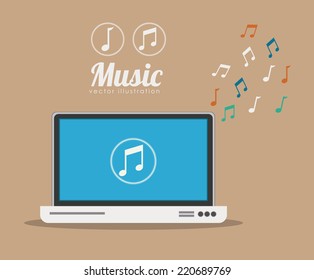 Music design over brown background, vector illustration