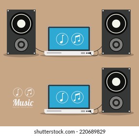 Music design over brown background, vector illustration