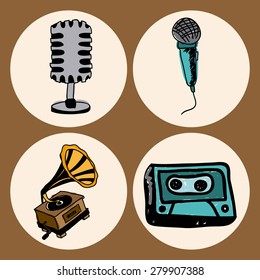 Music  design over brown background, vector illustration