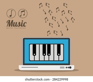 Music design over brown background, vector illustration