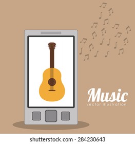 Music design over brown background, vector illustration