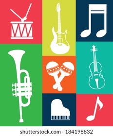 Music design over colorful background, vector illustration