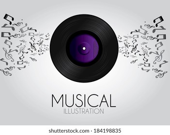Music design over gray background, vector illustration