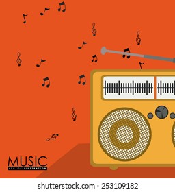 Music design over orange background, vector illustration.