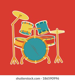Music design over red background, vector illustration
