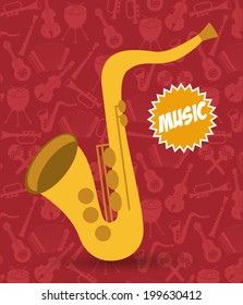 Music design over red background, vector illustration