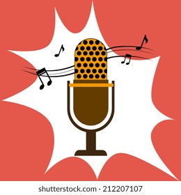 Music design over red background, vector illustration