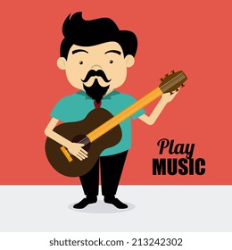 Music design over red background, vector illustration