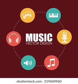 Music design over red background, vector illustration