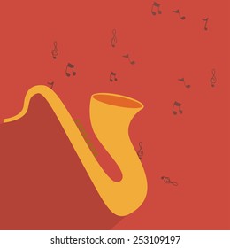 Music design over red background, vector illustration.