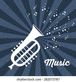 Music  design over striped background, vector illustration