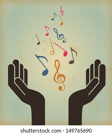 music design over vintage background vector illustration 