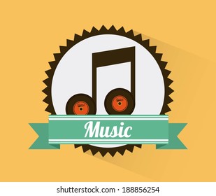 Music design over yellow background, vector illustration