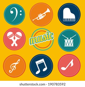 Music design over yellow background, vector illustration