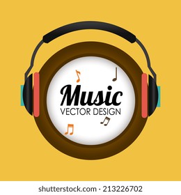 Music design over yellow background, vector illustration