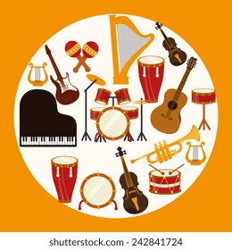 Music design over yellow background, vector illustration.