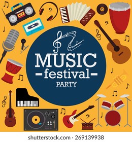 Music design over yellow background, vector illustration.