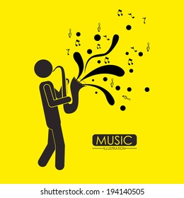 Music design over yellow background,vector illustration