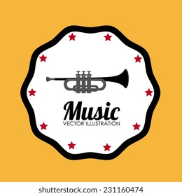 Music design over yellow background,vector illustration