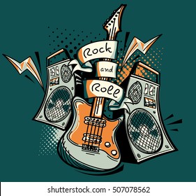 Conception musicale - guitare rock and roll et amplificateurs