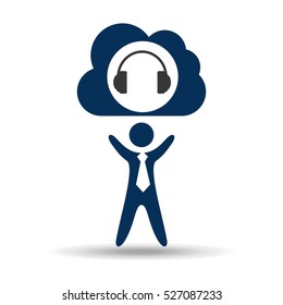 music design silhouette man and headphones vector illustration eps 10