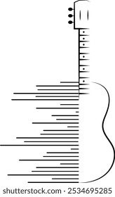 Music design. Sound wave and guitar. For concert, music, stickers, t-shirts.