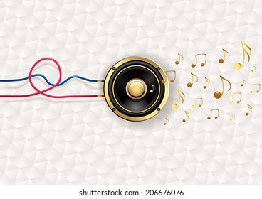 Music design - speaker & golden notes