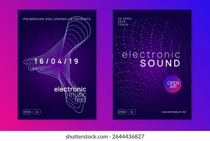 Music Design. Violet Night Club Poster. Dance Festival Element. Psychedelic Radio Illustration. Green Discotheque Background. Party Event. Electro Invite. Pink Music Design