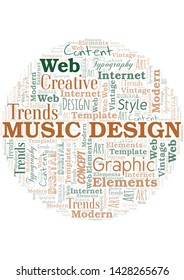 Music Design word cloud. Wordcloud made with text only.