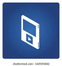music device gadget icon solid isometric design on blue background
