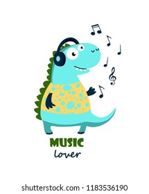 music dinosaur. illustration vector