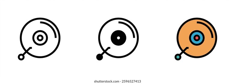Music disc icon. Music disc icon in line design, flat design, and simple color design. Music disc vector illustration. Editable stroke EPS 10