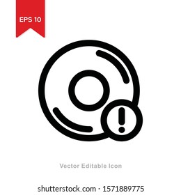 music disc icon with line style. editable vector in eps 10