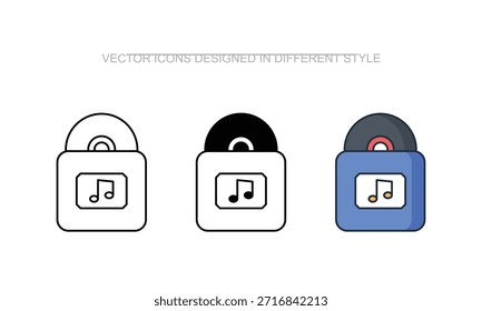 Music Disk design vetorial em ícone de estilo moderno e moderno