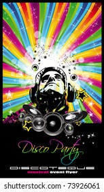 Music Disco Flyer With Rainbow Colours and Stunning Lights