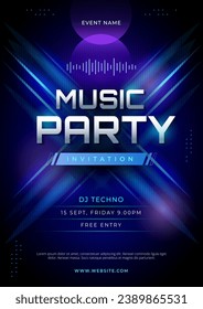 Music Disco Party Poster Flyer Template. Vector illustration template for concert, disco, club party, event invitation, cover festival.