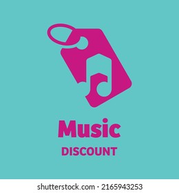 Music with discount, logo design vector symbol icon illustration creative idea