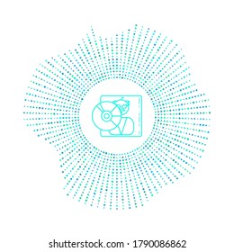 music disk in badge with blue dots