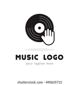 MUSIC DISK DJ HAND LOGO ICON SYMBOL SIGN