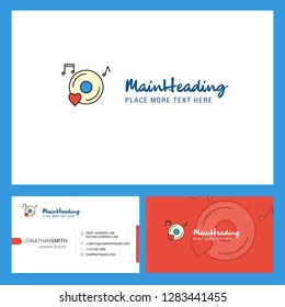 Music disk Logo design with Tagline & Front and Back Busienss Card Template. Vector Creative Design