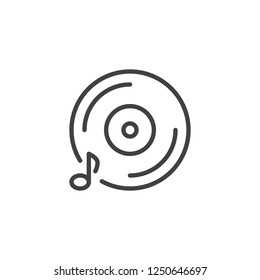 Music disk outline icon. linear style sign for mobile concept and web design. Audio compact disc simple line vector icon. Symbol, logo illustration. Pixel perfect vector graphics