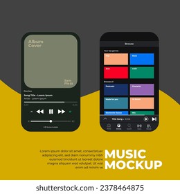 Music Display Theme: Music Platform Sample. Spotify Display template. Joox. Apple. Iphone. Google Music. SoundCloud. YouTube Music. Iphone. Android. UI. UX. User interface user experience.